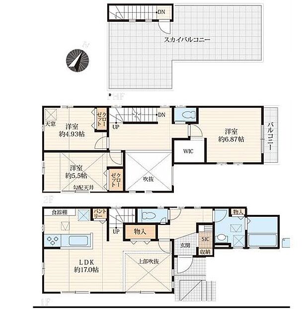家事も育児もスムーズに!ストレスフリーな動線と、開放感あふれる大空間が魅力の住まい。お子様がのびのび遊べる広さで、家族の笑顔が絶えません。大空間ルーフバルコニー付き。