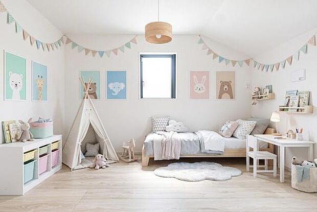 「自分の部屋ができた!」そんなお子様の喜ぶ顔が目に浮かぶようです。(本画像はCGにて家具を配置しております。実際に家具はおかれておりません。)