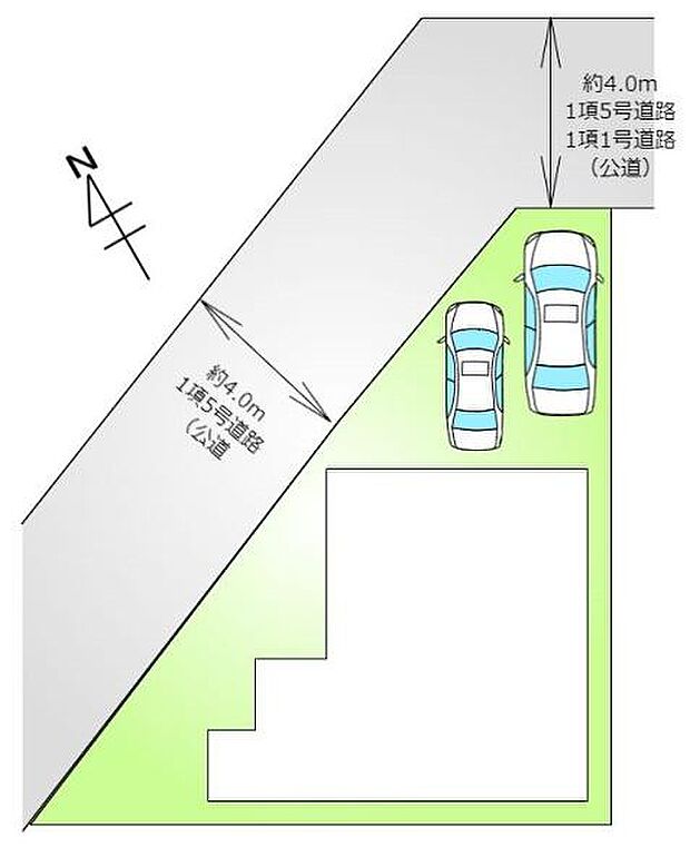 区画図　カースペースは並列で2台（車種による）駐車可能！ご夫婦で2台お車お持ちの方も時間帯気にせず出し入れ可能です！