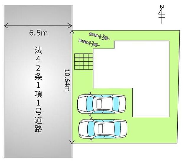 カースペースは並列2台（車種による）可能です。