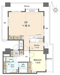 シルエタワーヨコハマ 1LDKの間取図画像