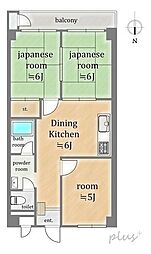 西京極ガーデンハイツ 3DKの間取り