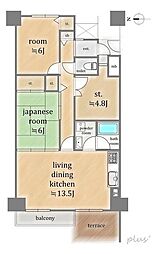 嵐山グランドシティ 2SLDKの間取り