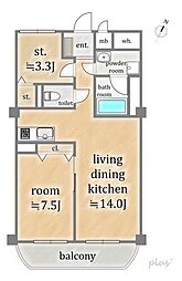 タウンハイツ嵐山 1SLDKの間取図画像