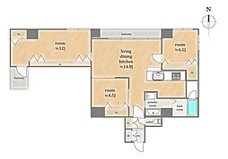 キャピタルコータス堀川 3LDKの間取図画像