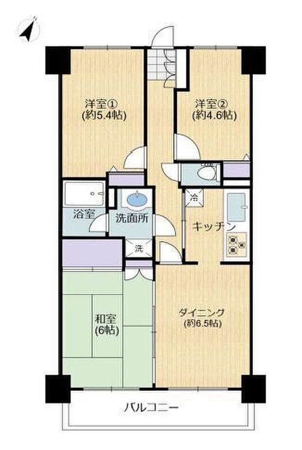 エクレール第3相模原(3DK) 2階の間取り