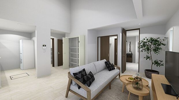 完成予想図　リビング☆完成イメージパースにつき、実際の内観・色彩等と異なる場合があります。家具はイメージのため、実際には付属しません。