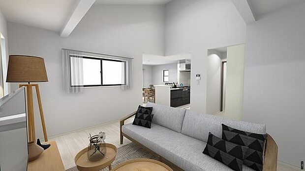 完成予想図　リビング☆完成イメージパースにつき、実際の内観・色彩等と異なる場合があります。家具はイメージのため、実際には付属しません。