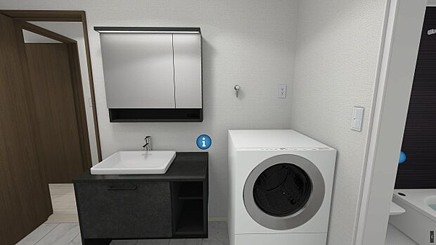 完成予想図　洗面室☆完成イメージパースにつき、実際の内観・色彩等と異なる場合があります。家具はイメージのため、実際には付属しません。