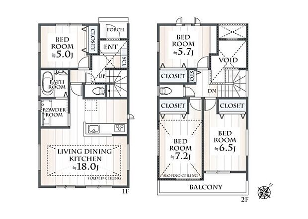 建物プラン例（3号地）建物価格2024万円、建物面積97.70m2