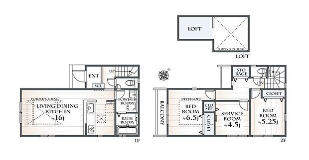 建物プラン例（2区画）建物価格1500万円、建物面積81.14m2　計5290万円
