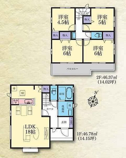 建物面積：93.15平米参考建物価格：1，468万円（税込）