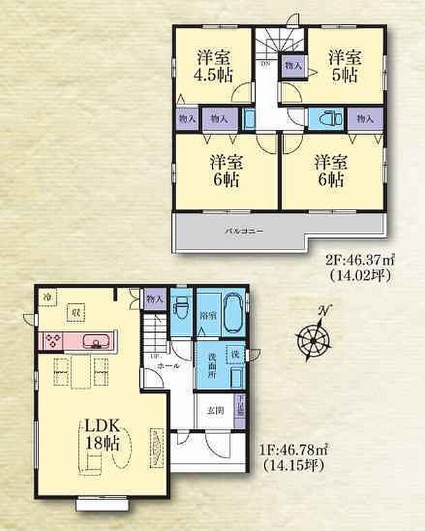 建物面積:93.15平米参考建物価格:1,468万円(税込)