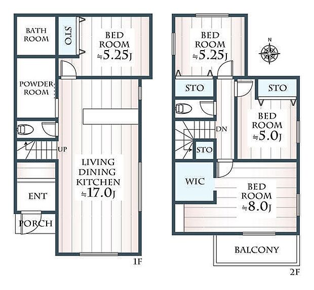 建物プラン例(2区画)4LDK、土地価格3340万円、土地面積160.57m2、建物価格1650万円、建物面積101.02m2