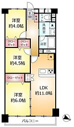 ダイヤリッジ常盤平 3LDKの間取り