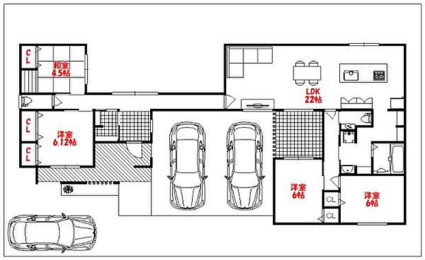 4、575万円〜、3LDK、土地面積390.83m2、建物面積111.97m2 奥様にうれしい家事動線。浴室まで一直線で配置されています。