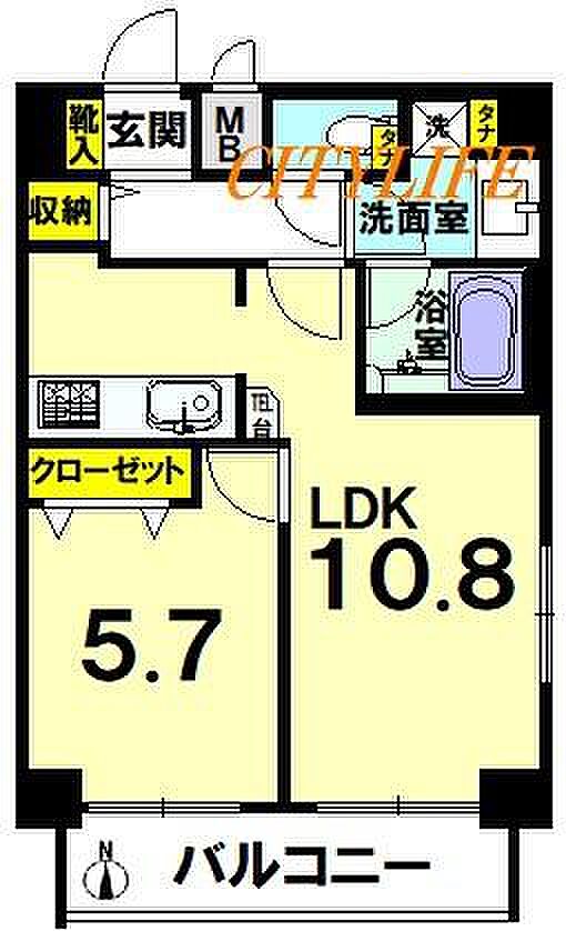 プレサンス京都二条城前(1LDK) 4階の間取り