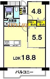 ハイム伏見B棟 2LDKの間取図画像
