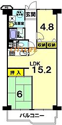 梅小路スカイハイツA棟 2LDKの間取図画像
