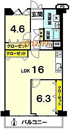 四条大宮グランドコーポ 2LDKの間取図画像