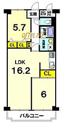 花園スカイハイツ 2LDKの間取図画像