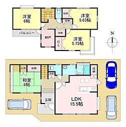 香芝市磯壁4丁目　中古戸建 4SLDKの間取り