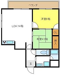 シャルマン岸里 2LDKの間取図画像