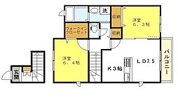 ラシーネシエンプレ 2LDKの間取図画像