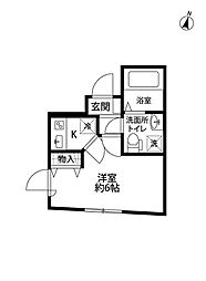 Ｊ’ｓコート初台 1階1Kの間取り