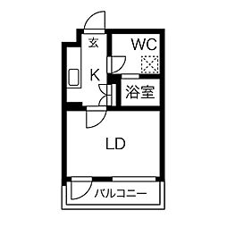 kinomori代々木上原 4階1Kの間取り