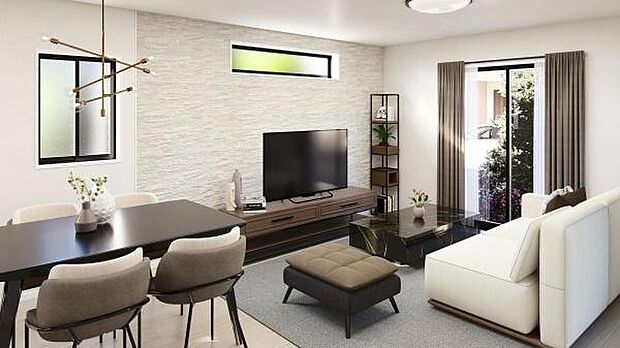 心地良いリビングは家族が自然と集まります。家族団欒の時間が増えそうです。ご家族と、より一層充実した時間を過ごせそうですね。明るく開放的な空間です。【同仕様写真】/【現地販売会開催中】