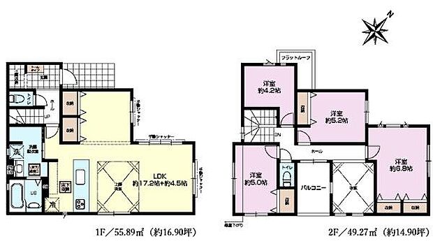 4(5)LDKの魅力的な間取り！LDKはゆったりとした空間で、ご家族との団らん時間が、より一層充実したものになりますね家族との仲が深まり、自然と笑顔が増えそうです！
