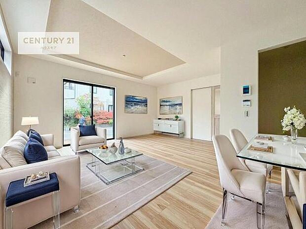 家具はCGパースです。大切な家族が集まるからこそLDKにはこだわりたい。子供たちが元気に笑いながら走り回っている姿を見た時が「広い家にして良かった」と思う瞬間です。