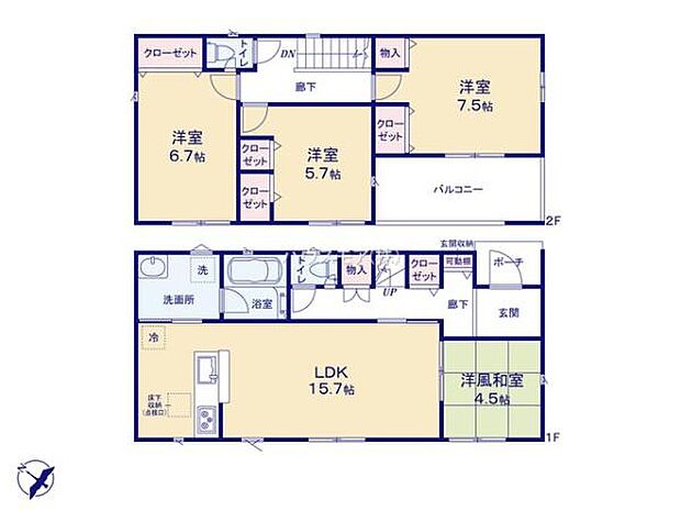 4LDKの魅力的な間取り！LDKはゆったりとした空間で、ご家族との団らん時間が、より一層充実したものになりますね！家族との仲が深まり、自然と笑顔が増えそうです！