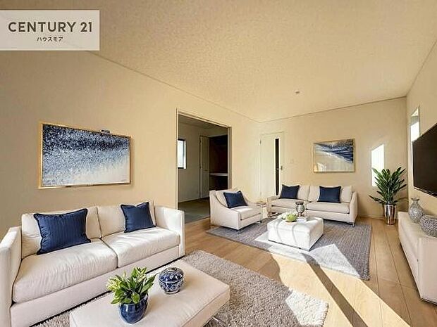 家具はCGパースです。心地良いリビングは家族が自然と集まります。家族団欒の時間が増えそうです。ご家族と、より一層充実した時間を過ごせそうですね。