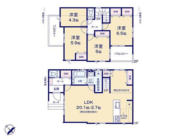 4LDKの魅力的な間取り!LDKはゆったりとした空間で、ご家族との団らん時間が、より一層充実したものになりますね家族との仲が深まり、自然と笑顔が増えそうです!