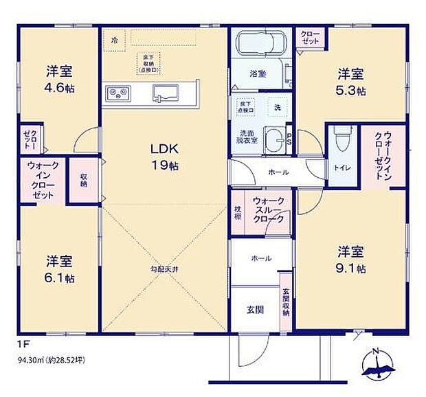 4LDKの魅力的な間取り!LDKはゆったりとした空間で、ご家族との団らん時間が、より一層充実したものになりますね!家族との仲が深まり、自然と笑顔が増えそうです!