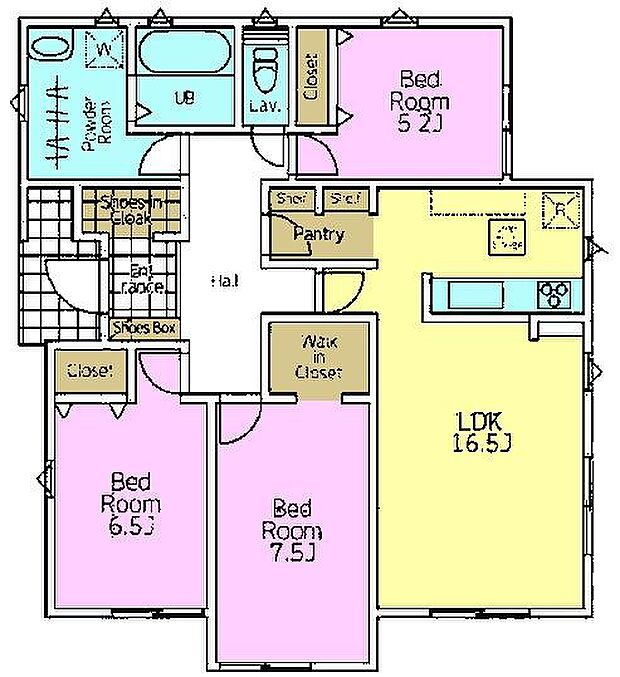 3LDKの魅力的な間取り!LDKはゆったりとした空間で、ご家族との団らん時間が、より一層充実したものになりますね家族との仲が深まり、自然と笑顔が増えそうです!