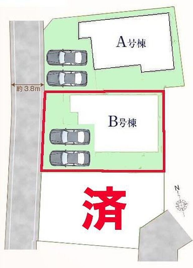 カースペースは2台付き!セカンドカー持ちの方や急な来客時にも安心ですね。