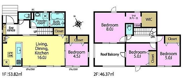 4LDKの魅力的な間取り!LDKはゆったりとした空間で、ご家族との団らん時間が、より一層充実したものになりますね。家族との仲が深まり、自然と笑顔が増えます!