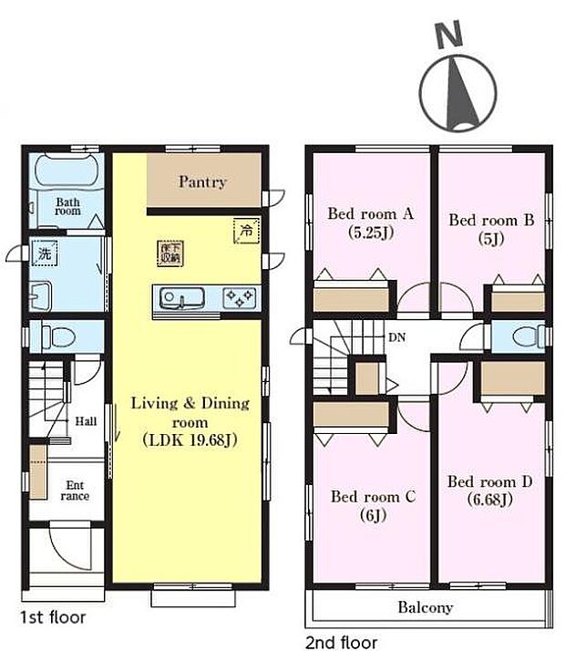 4LDKの魅力的な間取り！LDKはゆったりとした空間で、ご家族との団らん時間が、より一層充実したものになりますね！家族との仲が深まり、自然と笑顔が増えそうです！