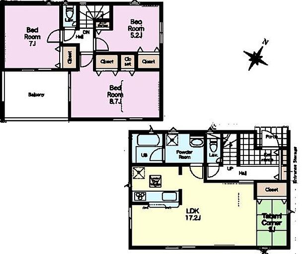 3LDKの魅力的な間取り!LDKはゆったりとした空間で、ご家族との団らん時間が、より一層充実したものになりますね。家族との仲が深まり、自然と笑顔が増えます!