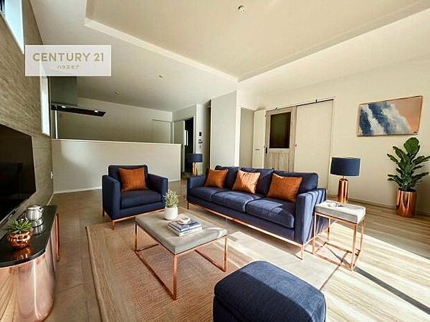 家具はCGパースです。大切な家族が集まるからこそLDKにはこだわりたい。子供たちが元気に笑いながら走り回っている姿を見た時が「広い家にして良かった」と思う瞬間です。