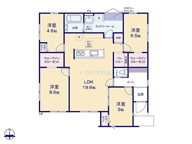 4LDKの魅力的な間取り！LDKはゆったりとした空間で、ご家族との団らん時間が、より一層充実したものになりますね。家族との仲が深まり、自然と笑顔が増えます！