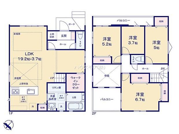 4(5)LDKの魅力的な間取り！LDKはゆったりとした空間で、ご家族との団らん時間が、より一層充実したものになりますね家族との仲が深まり、自然と笑顔が増えそうです！