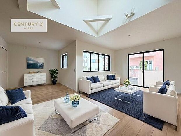 家具はCGパースです。優しい陽だまりがリビングを包んでくれて居心地の良い空間を演出してくれます！くつろぎの時間を過ごせます！