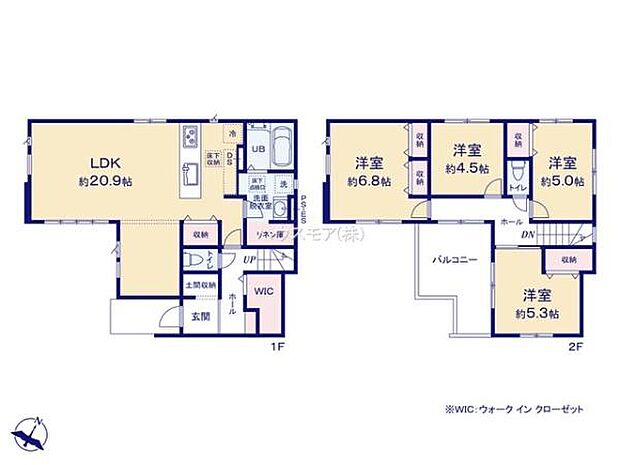 4(5)LDKの魅力的な間取り！LDKはゆったりとした空間で、ご家族との団らん時間が、より一層充実したものになりますね。家族との仲が深まり、自然と笑顔が増えます！