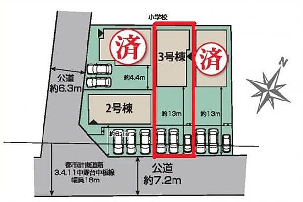 カースペースは最大3台付き！セカンドカー持ちの方や急な来客時にも安心ですね。