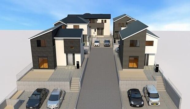 こちらは完成予想図です。全5棟のキレイな街並み。是非1度ご内見ください。物件探しのご条件・ご要望・ご質問など、不動産に関することなら、どのようなことでも誠心誠意対応させて頂きます！