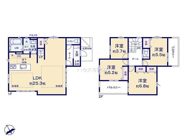 4LDKの魅力的な間取り！LDKはゆったりとした空間で、ご家族との団らん時間が、より一層充実したものになりますね。家族との仲が深まり、自然と笑顔が増えます！